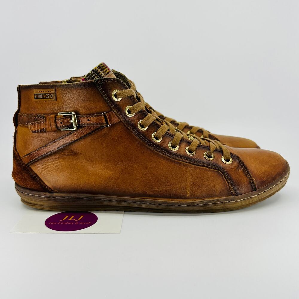 Pikolinos Women's Lagos 901-7312 Brandy Leather Sneaker Boots Size 40/ 9-9.5 US